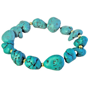 Turquoise Nugget Bracelet gemtone Yellow Gold Bead Semi Precious natural New