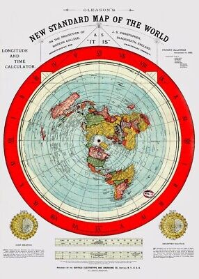 Flat Earth Map - Gleasons 1892  - High Gloss - Photo Quality Insert • 9.90$