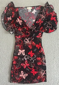 Y2K Baby Phat Kleid XS Babydoll Logo Fee Grunge Schmetterling Whimsigoth Glitzer - Bild 1 von 19