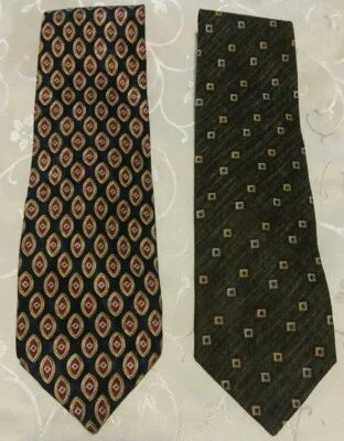 2 Corbatas Carlo Palazzi Hombre 100% Seda Hechas en Italia. Azul marino/bronceado y gris Foto 1 de 4