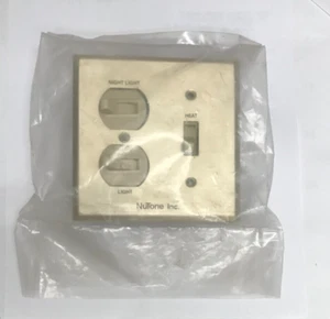 Nutone HS-94 Night Light /Light & Heat Switches Ivory With 2-Gang Metal Plate - Picture 1 of 2