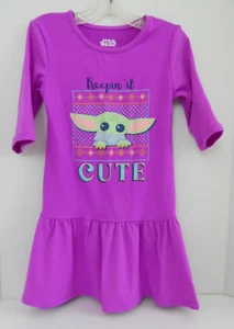 Disney*Star Wars~Yoda 'Keeping it Cute' Purple Dress * Size S (4/5) Worn Decal - Picture 1 of 8