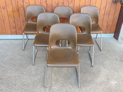 6x Designer Stacking Chairs Vintage Chair Chrome Casala Retro Space Age 70er Cover