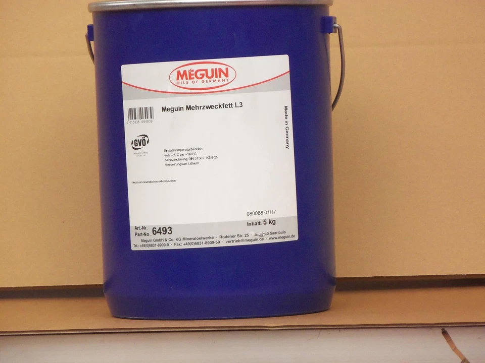 8,98€/kg Meguin Mehrzweck Fett L3 5 kg  Schmierfett Wälzlagerfett - Bild 1 von 1