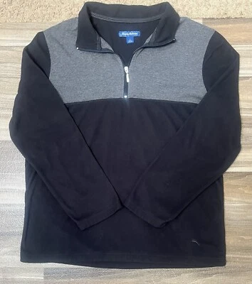 Tommy Bahama 男式灰色黑色 1/4 拉链羊毛套衫 - L 码大号 — 第 1/4 张图片