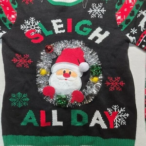No Boundaries Santas Ugly Festive Christmas Sweater Girls Size L Large 12-14 - Picture 1 of 9