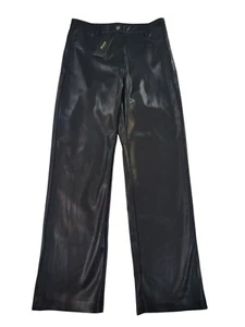NWT Shinestar Women Size Large Black Faux Leather Pants - Picture 1 of 4