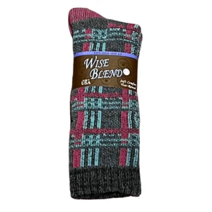 Wise Blend Plaid Merino Wool Socks, Size M, NWT - Picture 1 of 4