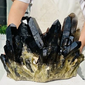 Natural smoky black Quartz Cluster Crystal Specimen Reiki Healing 15440g - Picture 1 of 18