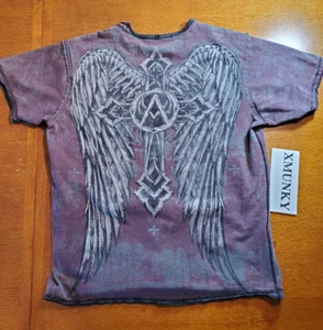 Camicia reversibile Affliction Wings and Cross XXL 2XL motociclista moto y2k grunge - Foto 1 di 17