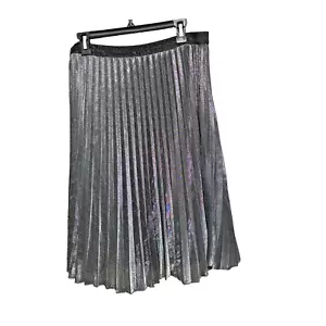 Falda WD.NY Talla XL Plateada Metálica Plisada Longitud Media Forrada Hada Brillante - Imagen 1 de 11