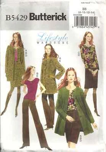BUTTERICK B5429 MISSES' 8-14 MANTEL, TOPS, RÖCKE, HOSE SCHNITTMUSTER ©2009 - Bild 1 von 2