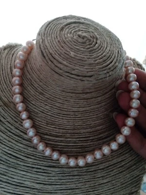 Collana PERLE VERE rosa NATURALI argento 925 mm 9 cm 42,5/48 nuova girocollo - Immagine 1 di 4