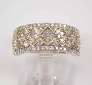 2Ct Round Lab Created Diamond Cluster Wedding Band Ring 14k Two Tone Gold Plated - Picture 1 of 7