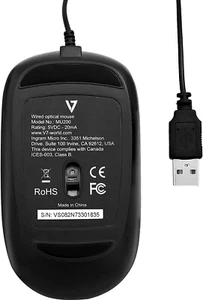 V7 USB 4-Button Black Wired Optical Mouse with adjustable dpi - MU200 - Picture 1 of 5