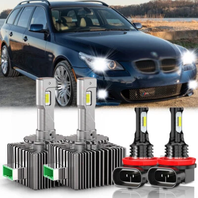 For BMW 535i 2008-2010 4x Front LED Headlight Low Beam + Fog Light Bulbs 38000lm - Изображение 1 из 4