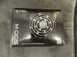 EVGA 500 W1 500W 80Plus Power Supply Unit 100-W1-0500-KR with Power Cable & Box - Picture 1 of 7