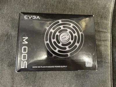 EVGA 500 W1 500W 80Plus Power Supply Unit 100-W1-0500-KR with Power Cable & Box - Image 1 of 4