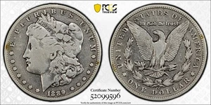1889-CC MORGAN SILVER DOLLAR PCGS FINE/ CLEANED. - Picture 1 of 3