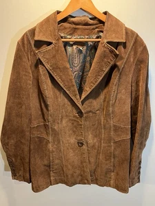 Chaqueta Blazer Wilsons Cuero WL Para Mujer XL Gamuza Cuero Marrón Boho Y2K Retro - Imagen 1 de 11