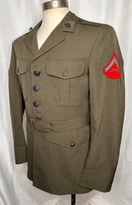 Abito vintage USMC Corpo dei Marines verde giacca di servizio militare LANA POLY 41R spilla - Foto 1 di 9