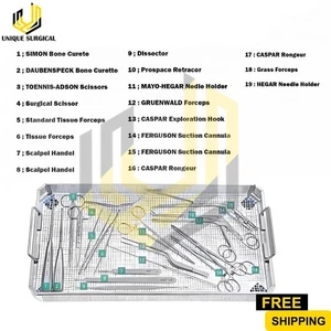 Juego básico de instrumentos de neurocirugía espinal calidad premium - Imagen 1 de 3
