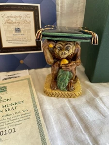 Minton/Mulberry Hall - Majolica Monkey Garden Seat Figure (Boxed) - Picture 1 of 9