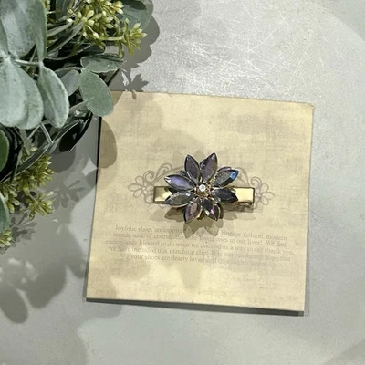 Joyfolie Girls Beautiful Gold Hair Clip With Purple/Blue Floral Embellishments - Image 1 of 3