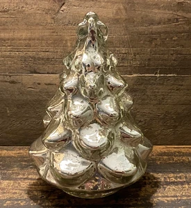 Pottery Barn Silver Mercury Glass Christmas Tree 6” Holiday Decoration - Picture 1 of 5