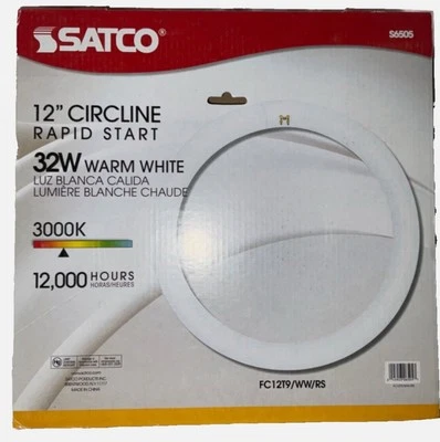 Satco S6505 3000K 12 Inch 32-Watt 4 Pin T9 Circline Lamp Rapid Start Warm White - Image 1 of 4