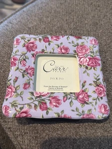 Carr Chintz Stil Keramik lila rosa Rosen hält 2,5" x 2,5" Bilderrahmen - Bild 1 von 3