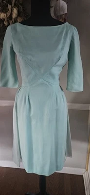 Vintage 1960s Custom Made Cocktail Dress With Back Gathered Train Sold As Is - Image 1 of 4