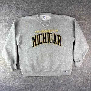 Vintage Russell Athletic University Of Michigan Sweatshirt USA 90s Grey Large - Picture 1 of 18