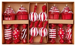 Xmas Hanging Decorations Red & White Candy 20 Pack Christmas Decoration - Picture 1 of 2