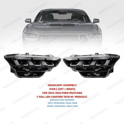 Pair For 2024-2025 Ford Mustang Left & Right Side LED Headlight Assembly Lamp - Image 1 of 4