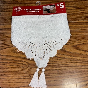 Holiday Style Lace Table Runner, 13" x 48", White, 100% Polyester, NWT - Picture 1 of 4
