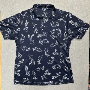Bad Birdie Herren 2XL Golf Polo - dunkelblau mit Koi Fisch Print - Top Zustand - Bild 1 von 8
