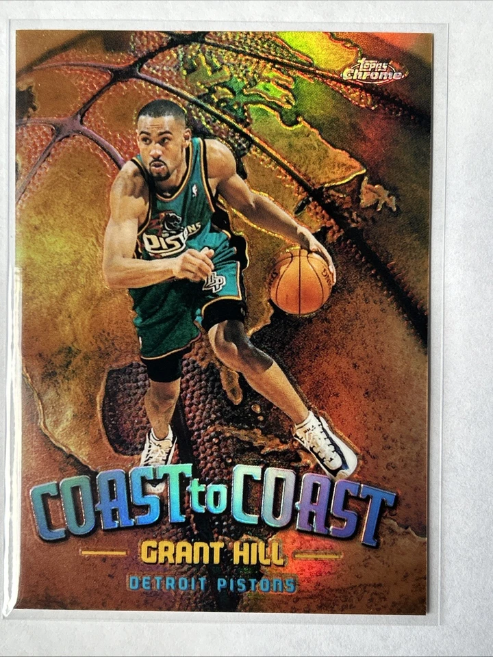 1999 Topps Chrome Grant Hill Coast To Coast Refractor Insert Card NBA Pistons #4 - Image 1 of 2