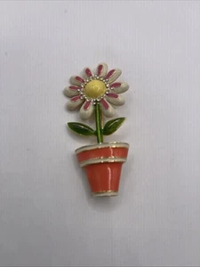Bob Mackie Enamel Flower Pot Rhinestone Pin Brooch - Picture 1 of 4