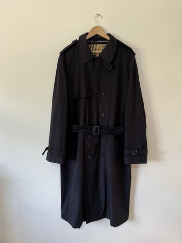 Burberry trench uomo anni '70 Kensington blu navy nova check 44 lungo cintura
