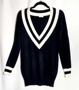 DEBUT S Pullover Negro Tejido Fino Suéter Cuello en V Manga Larga - Imagen 1 de 3