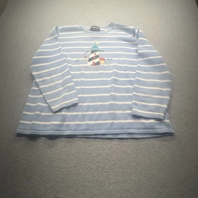 Suéter Sag Harbor Mujer 1 XL Azul Rayas Faro Aplique Mezcla Algodón Foto 1 de 4