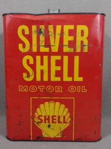 Aceite de motor Silver Shell vintage lata de 2 galones Nueva York San Francisco - Imagen 1 de 6