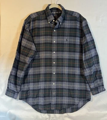 Camisa Ralph Lauren Blake de franela con botones para hombre M mediana a cuadros 100 % algodón Foto 1 de 4