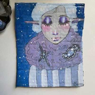 Payaso celestial elfo hada pintura de fantasía en cartón 5x6 Foto 1 de 4