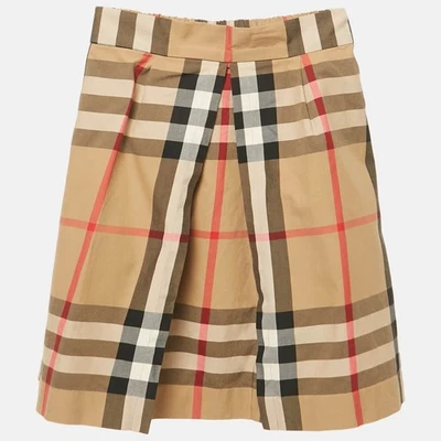 Хлопковая юбка Burberry Kids темно-бежевая клетчатая Nova 12 лет - Изображение 1 из 4