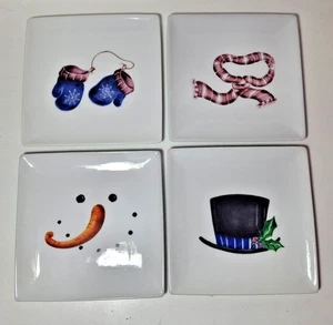 4er Set Weihnachten Vorspeise Dessert Brot Teller, 6"x6" Quadratisch - Bild 1 von 7