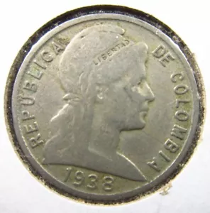 Colombia 5 (V) Centavos 1938 World Coin h6672 - Picture 1 of 2
