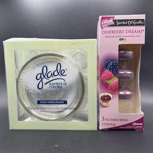 Glade Scented Oil Candles Glass Candle Holder NIB & Dewberry Dream candles - Picture 1 of 8