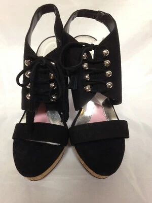 Sandalia Paris Hilton Miranda 8,5 M gamuza negra nueva en caja Foto 1 de 4